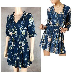 American Rag Blue Floral Ruffled Peasant Dress NWT XS